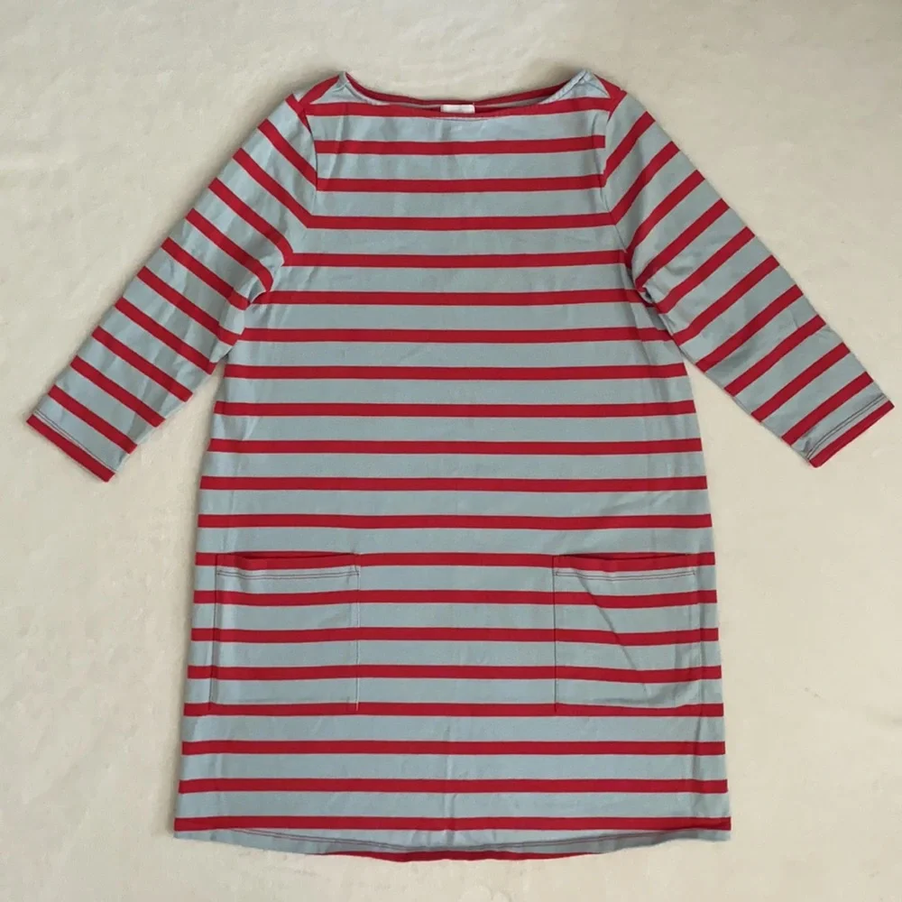 The Nines by Hatch | Cotton 3/4 Sleeve Nautical Stripe Maternity Mini Dress (XS) - Picture 15 of 16